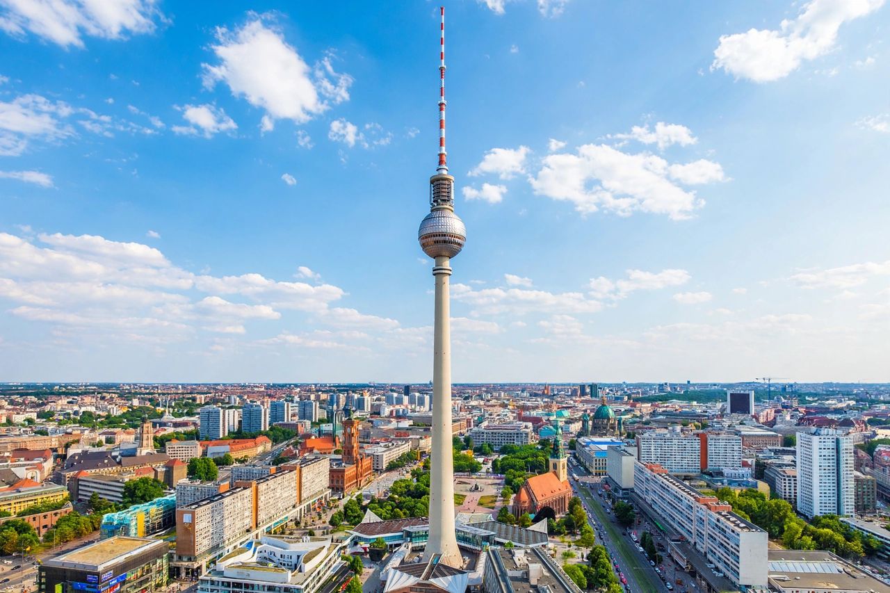 Berlin skyline with the TV Tower on a bright sunny day