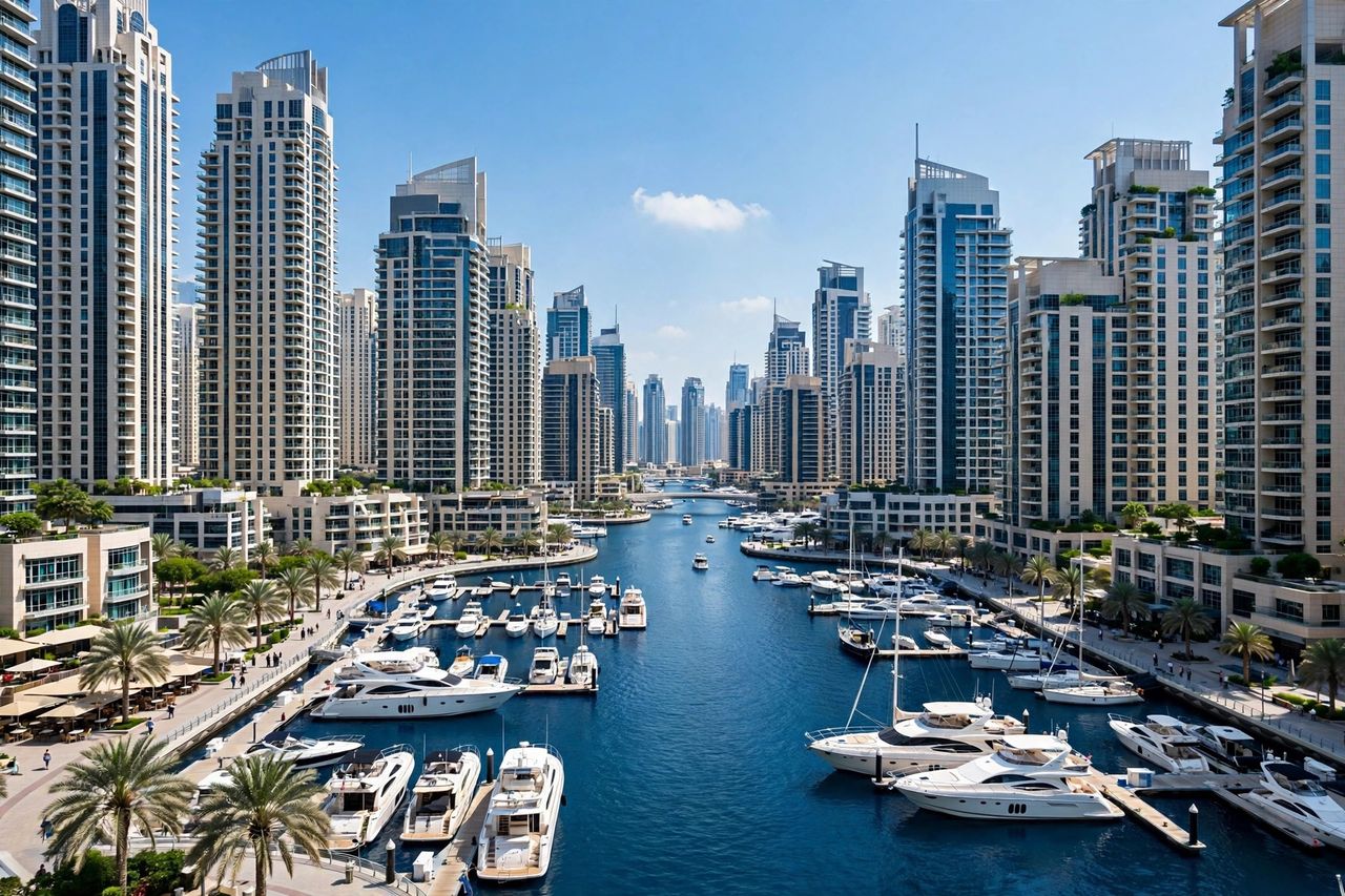 Dubai Marina skyline on a bright sunny day